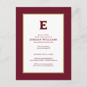Elon University E   Graduation Announcement Postcard