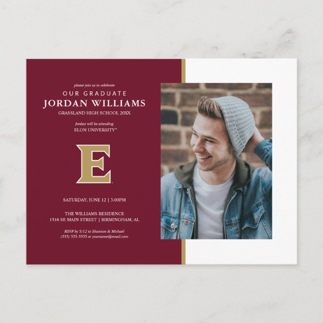 Elon University E | Graduation Announcement Postcard (Front)