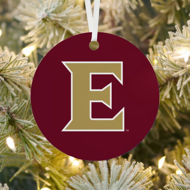 Elon University E Metal Ornament (Insitu)