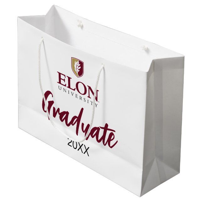 Elon University | Graduate 20XX Large Gift Bag (Front Angled)