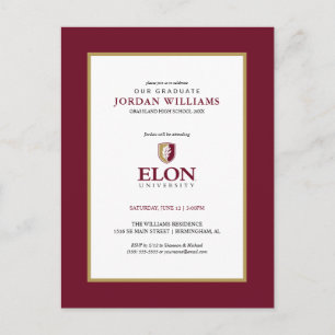 Elon University   Graduation Announcement Postcard