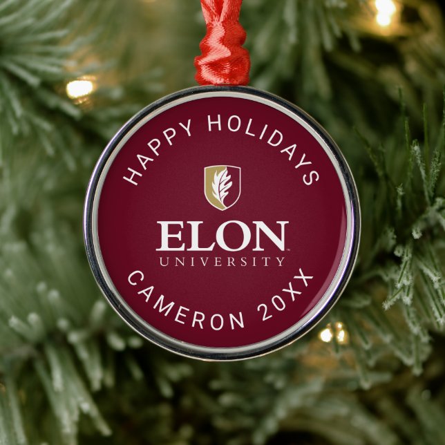 Elon University Metal Ornament (Tree)