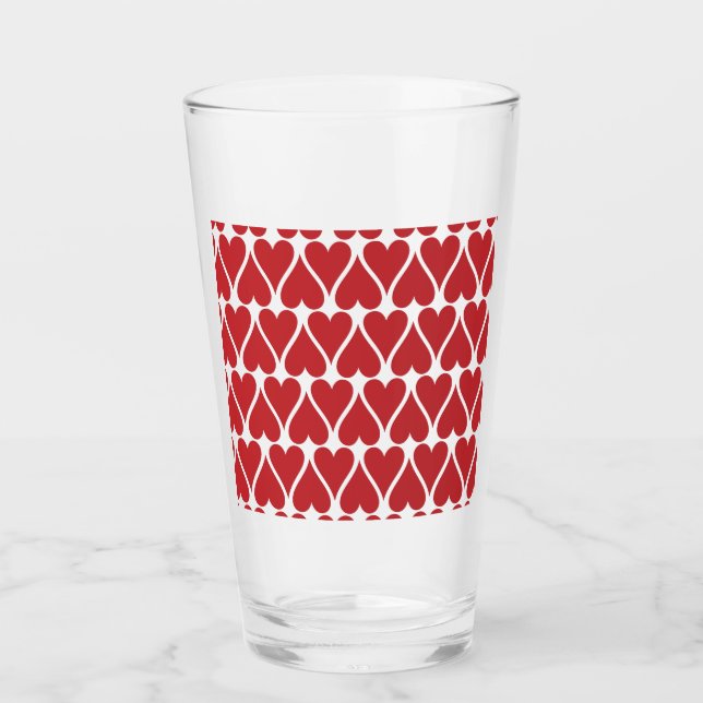 Elongated Red Hearts Glass (Front)