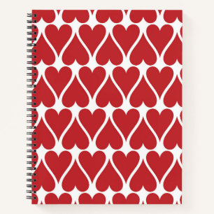 Elongated Red Hearts Notebook