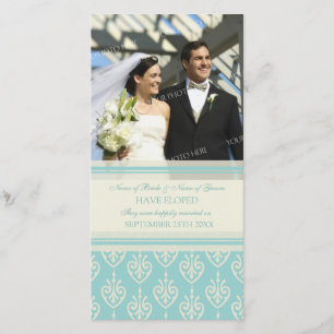 Elopement Announcement Photo Card Aqua Cream