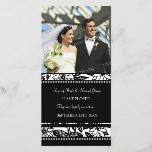 Elopement Announcement Photo Card Black Floral