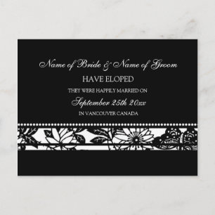 Elopement Announcement Postcards Black and White
