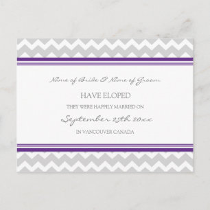 Elopement Announcement Postcards Purple Grey
