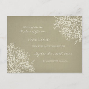 Elopement Announcement Postcards Vintage Floral