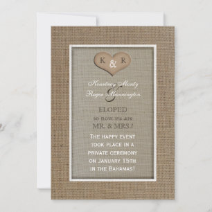Elopement Announcements - Burlap Look