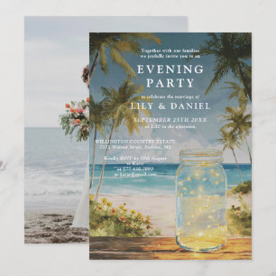 Elopement Beach Mason Jar Evening Party Photo Invitation