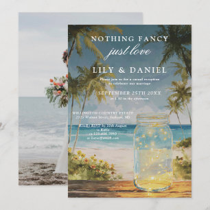 Elopement Beach Palm Tree Mason Jar Wedding Photo Invitation