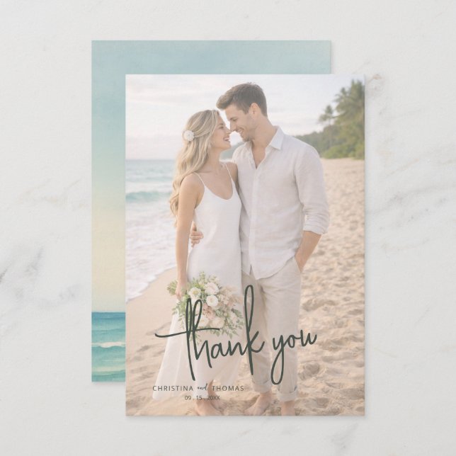 Elopement Beach Wedding Thank You Card (Front/Back)