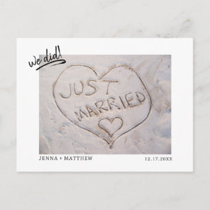 Elopement Just Married Photo Announcement  Postcard