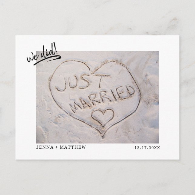 Elopement Just Married Photo Announcement  Postcard (Front)