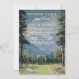 Elopement Mountain String Lights Wedding Reception Invitation