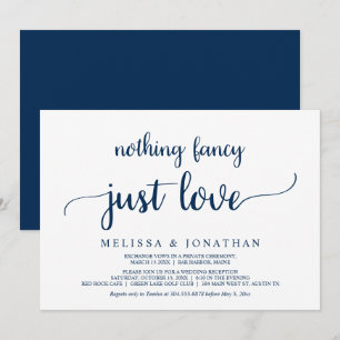 Elopement, Nothing Fancy Just Love, Navy Blue Invitation