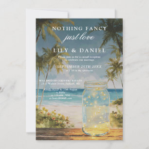 Elopement Ocean Beach Palm Tree Mason Jar Wedding Invitation