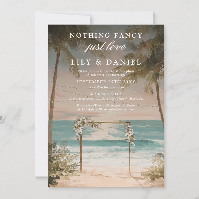 Elopement Ocean Beach Wedding Reception Invitation (Front)