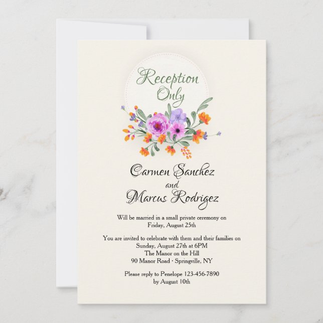 Elopement Reception Invitation (Front)