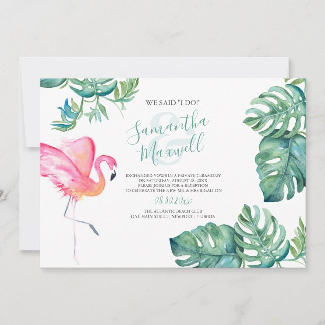 Elopement Reception Invitation, Tropical Florida (Front)