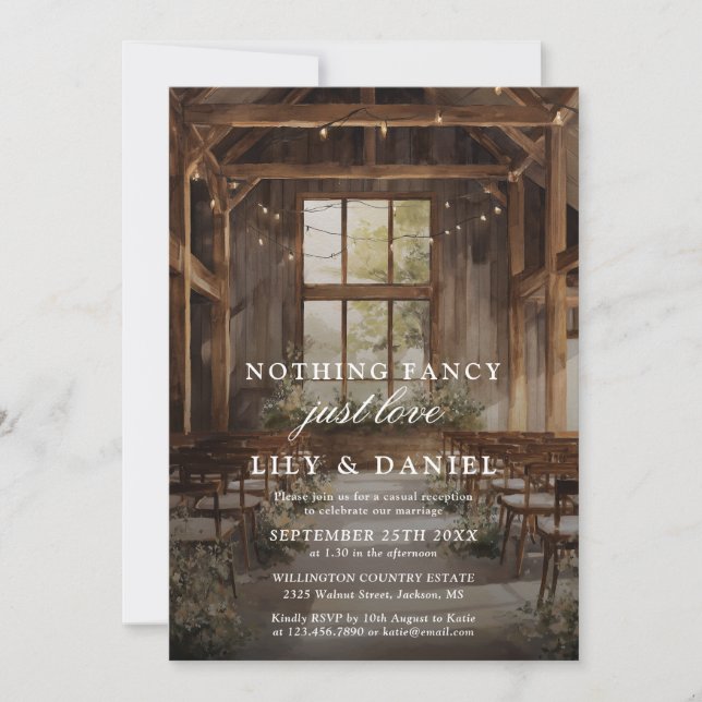 Elopement Rustic Boho Barn Wedding Reception Invitation (Front)
