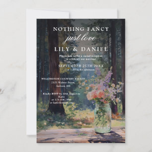 Elopement Rustic Forest Floral Mason Jar Wedding Invitation