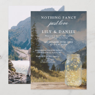 Elopement Rustic Mountain Mason Jar Photo Wedding Invitation