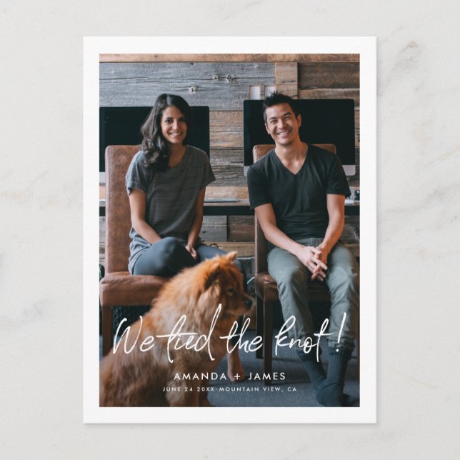 Elopement Wedding Announcement Postcard with Photo (Front)