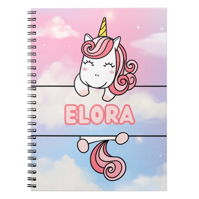 Elora Unicorn Personnalisée Carnet Girlie (Devant)