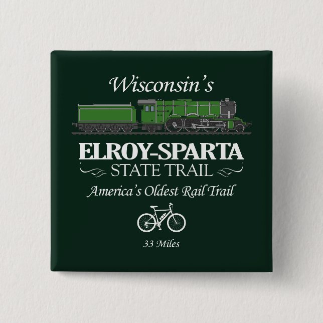 Elroy-Sparta State Trail (RT2) 2 Inch Square Button (Front)