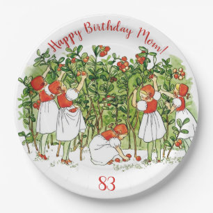Elsa Beskow Cute Strawberry Girl Paper Plate
