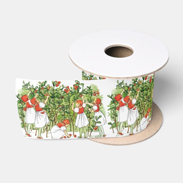 Elsa Beskow Cute Strawberry Girl  Satin Ribbon (Spool)