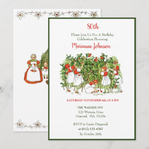 Elsa Beskow Fraise Girls Invitation Anniversaire