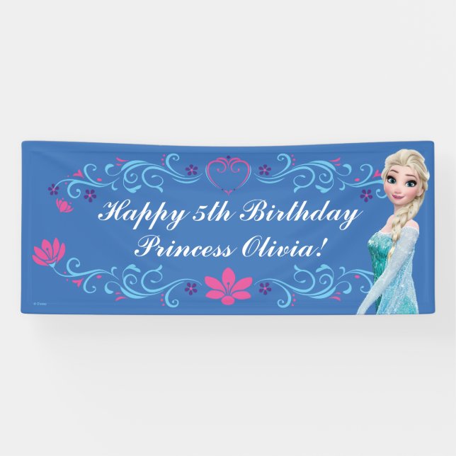 Elsa Floral Birthday Banner (Horizontal)