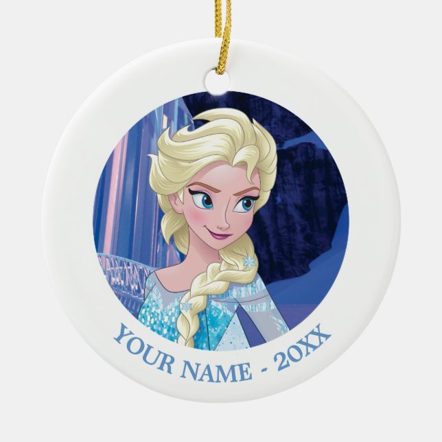 Elsa | Looking Away Add Your Name Ceramic Ornament (Front)