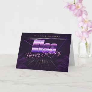 Elsa Nom Prénom lila retro Carte Anniversaire