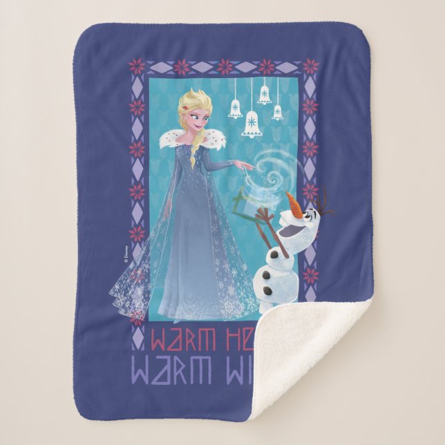 Elsa & Olaf | Warm Heart Warm Wishes Sherpa Blanket (Front)