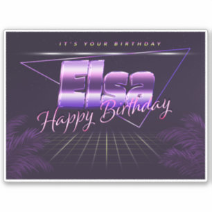 Elsa Prénom lila retro Sticker