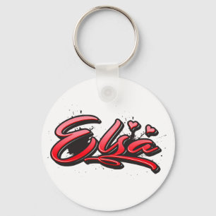 Elsa red Heart Graffiti Schlüsselanhänger Keychain