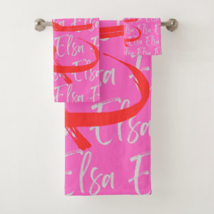 Elsa Repeating Name Pattern  Bath Towel Set