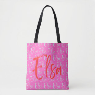 Elsa Repeating Name Pattern Tote Bag