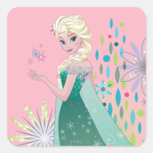 Elsa   Summer Wish with Flowers Square Sticker