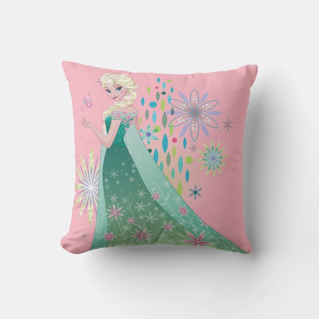 Elsa | Summer Wish with Flowers Throw Pillow (Front)
