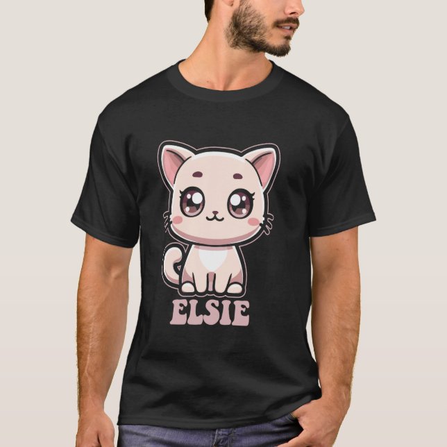 Elsie Cute Kitty Cat Design for Girls Name Elsie T-Shirt (Front)