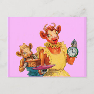 Elsie the Cow and daughter Beulah - It's Cake Time Postcard