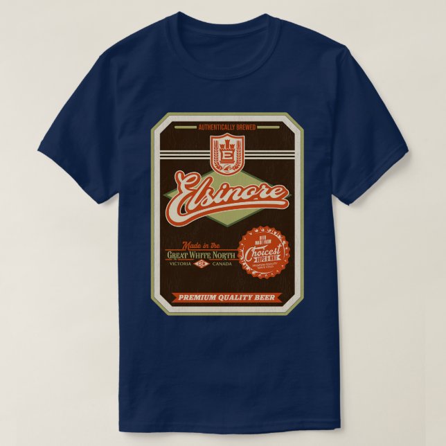 ELSINORE Beer Distressed Label T-Shirt (Design Front)