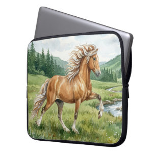 Elska Icelandic Horse Watercolor landscape Laptop Sleeve