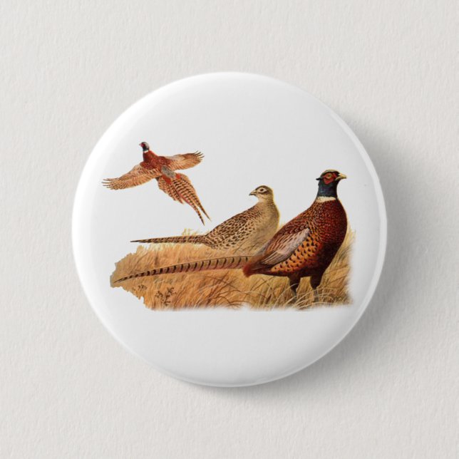 Elusive Pheasant Bird Hunting 2 Inch Round Button (Front)