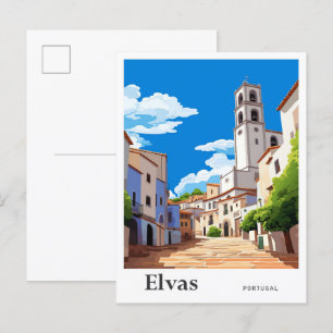 Elvas Portugal Vintage Travel Illustration Postcard